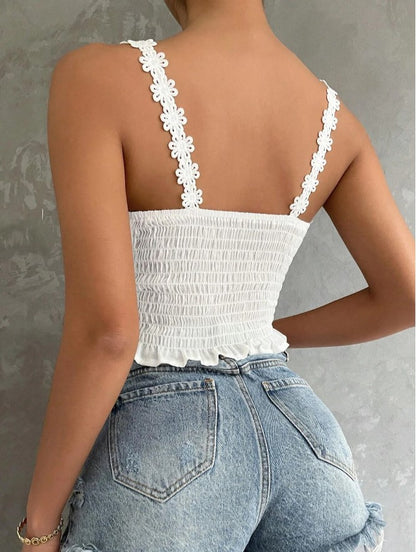 Blusa Cropped de Renda Guipir