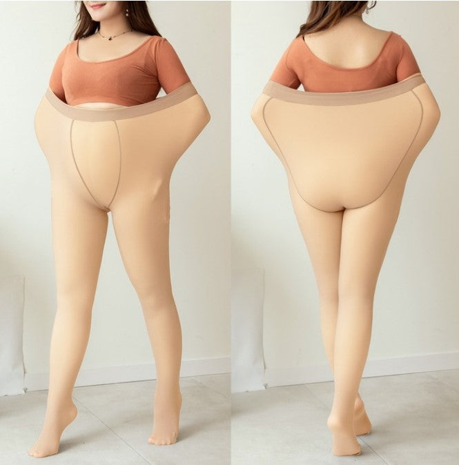 meia-calça de lá pelúcia com pelo térmica inverno plus size gordinha