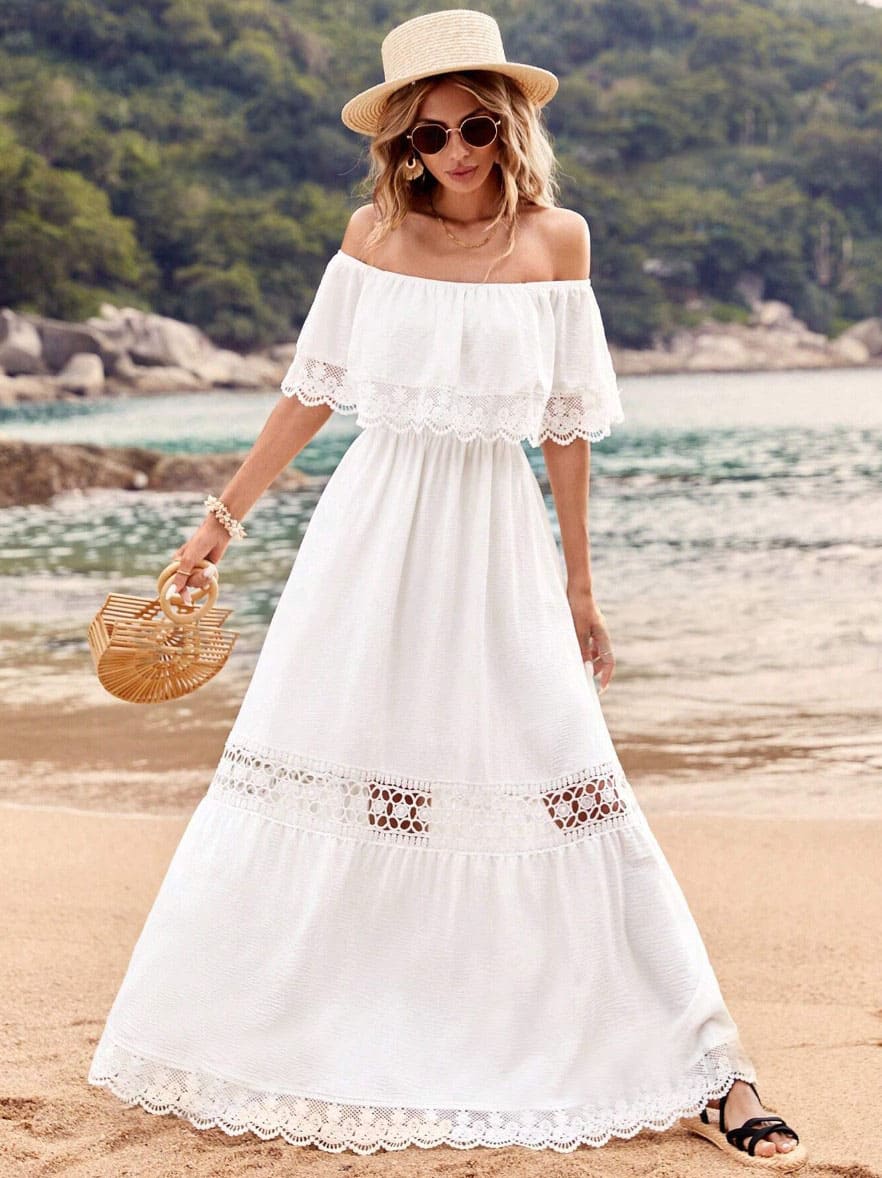 Vestido Longo Boho Tomara que Caia Branco ciganinha réveillon praia