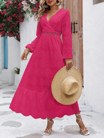 Vestido Longo Lese Manga Longa Boho Chic