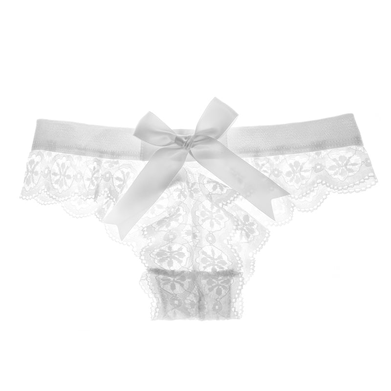 Calcinha de Renda Laço Tanga branco sexy