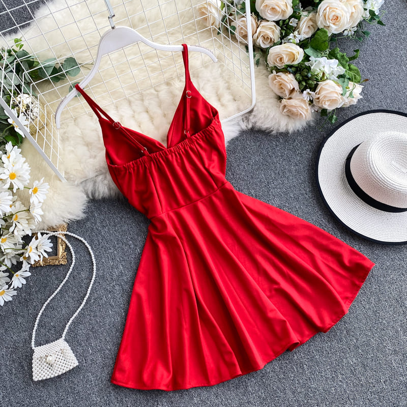 Vestido de Festa Curto Acinturado Alcinha, Vermelho