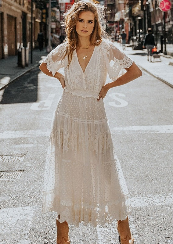 Vestido renda longo fashion para casamento