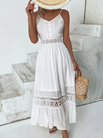 vestido casual com renda branco