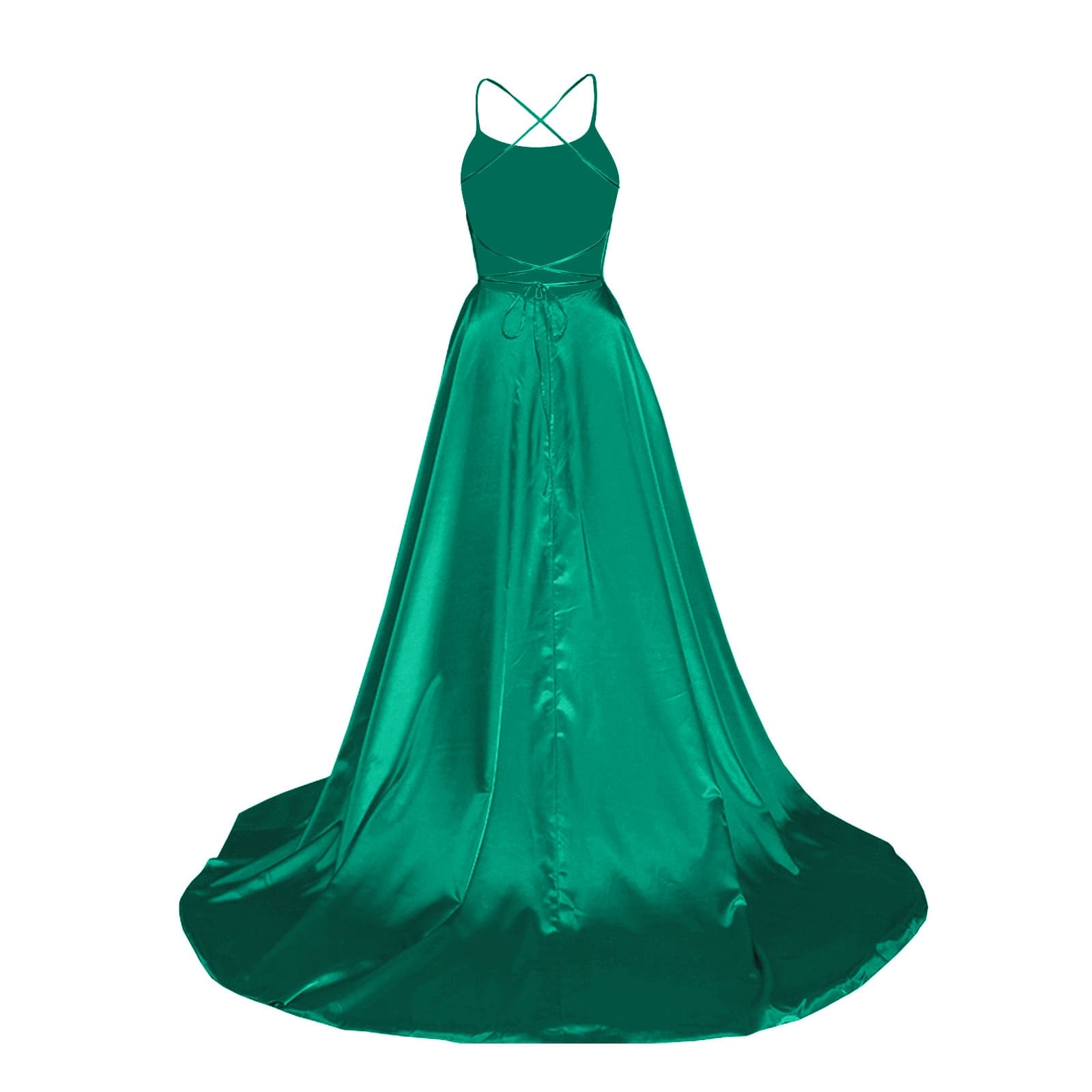 Vestido Longo de Festa de Cetim Fenda Casamento Formatura, PP, P, M, G, GG, 2G, Verde