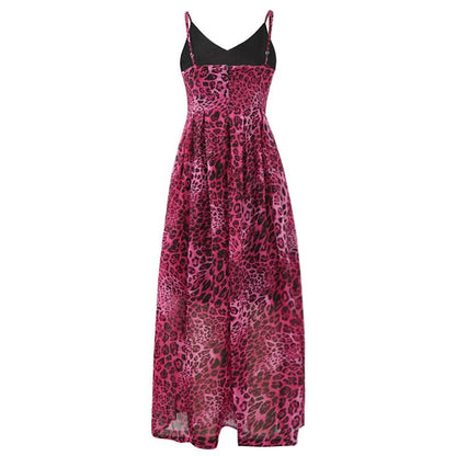 Vestido Longo Oncinha de Alça Fina Rodado, P, M, G, GG, Rosa