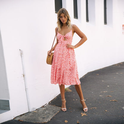 Vestido Midi Laço no Decote Verão 2019